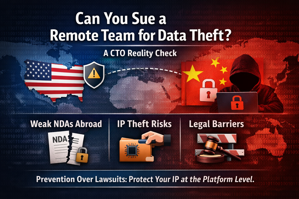 Can we actually sue a remote team for data theft?