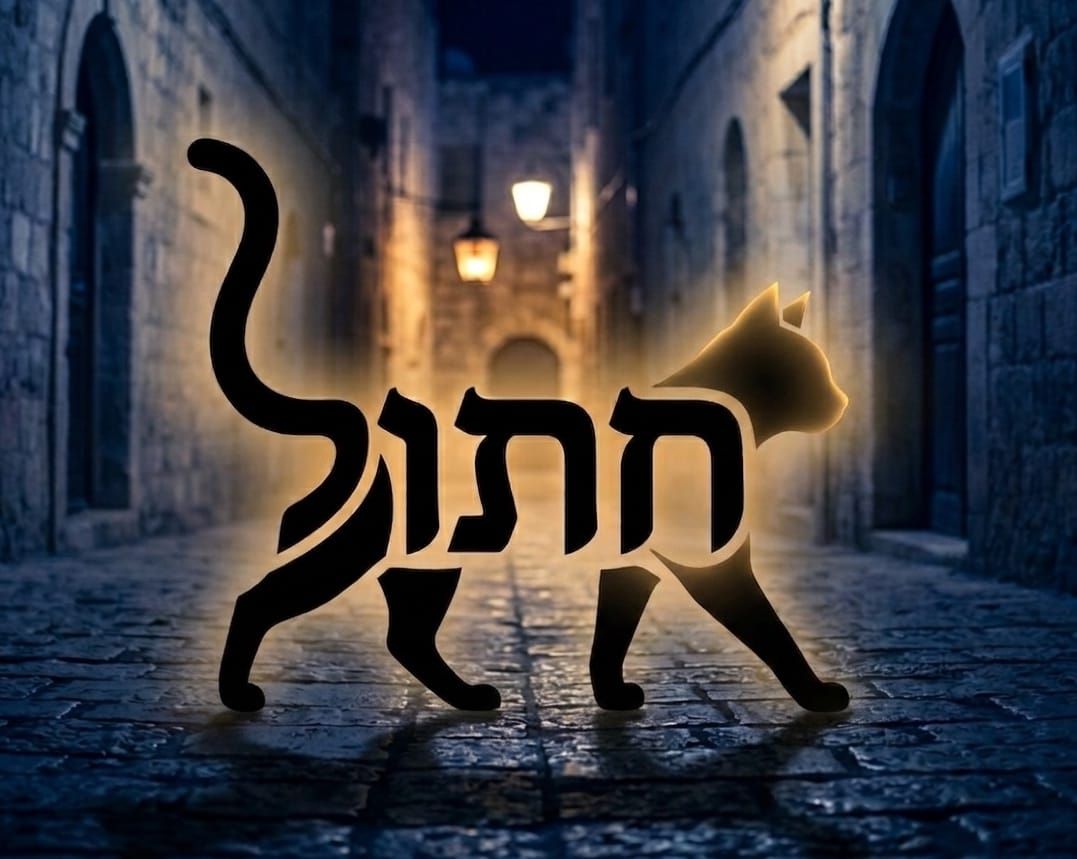 un gato caminando por las calles de Jerusalem