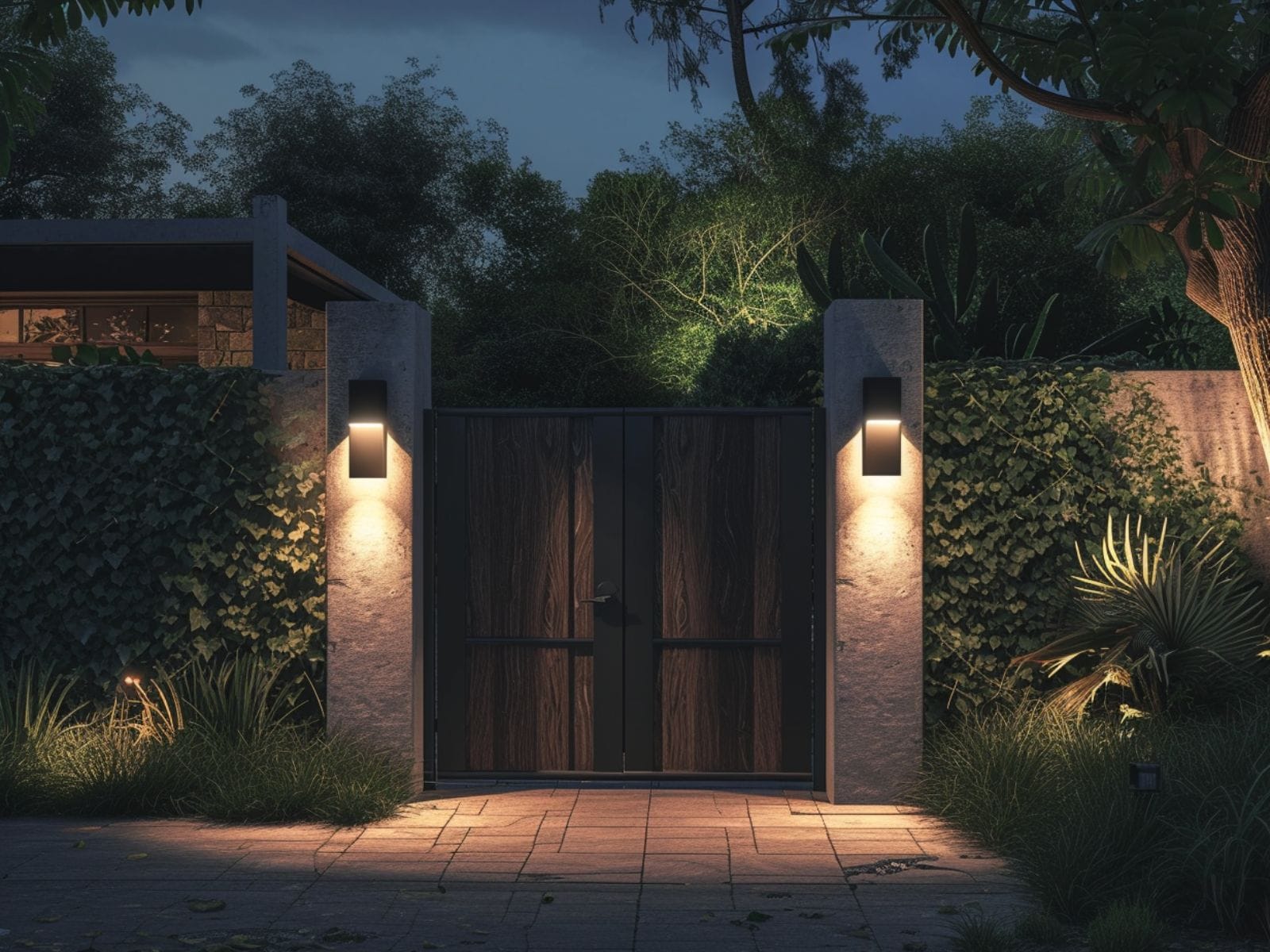 motion sensor floodlights on backyard entrance