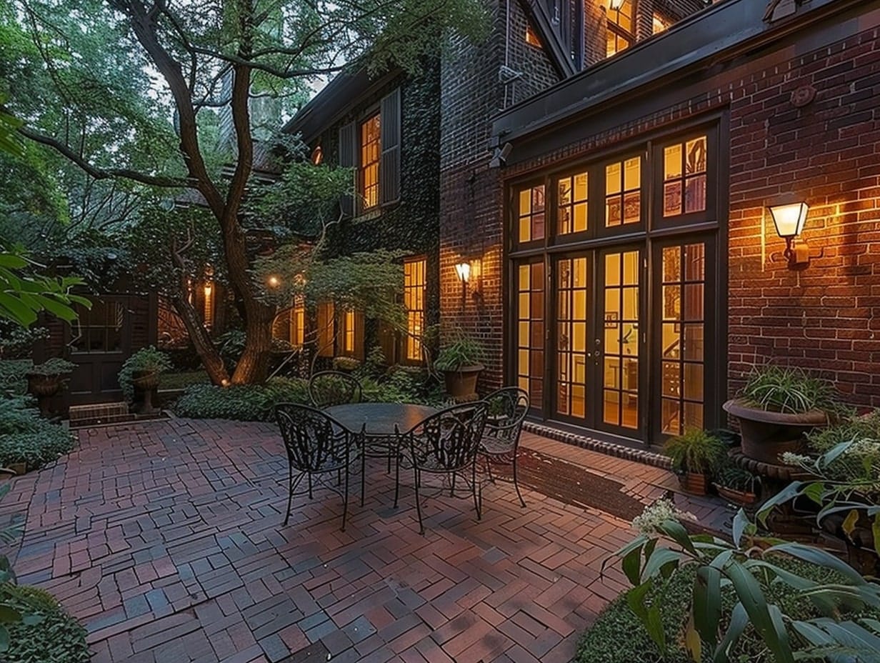 Wall sconces installed on patio walls