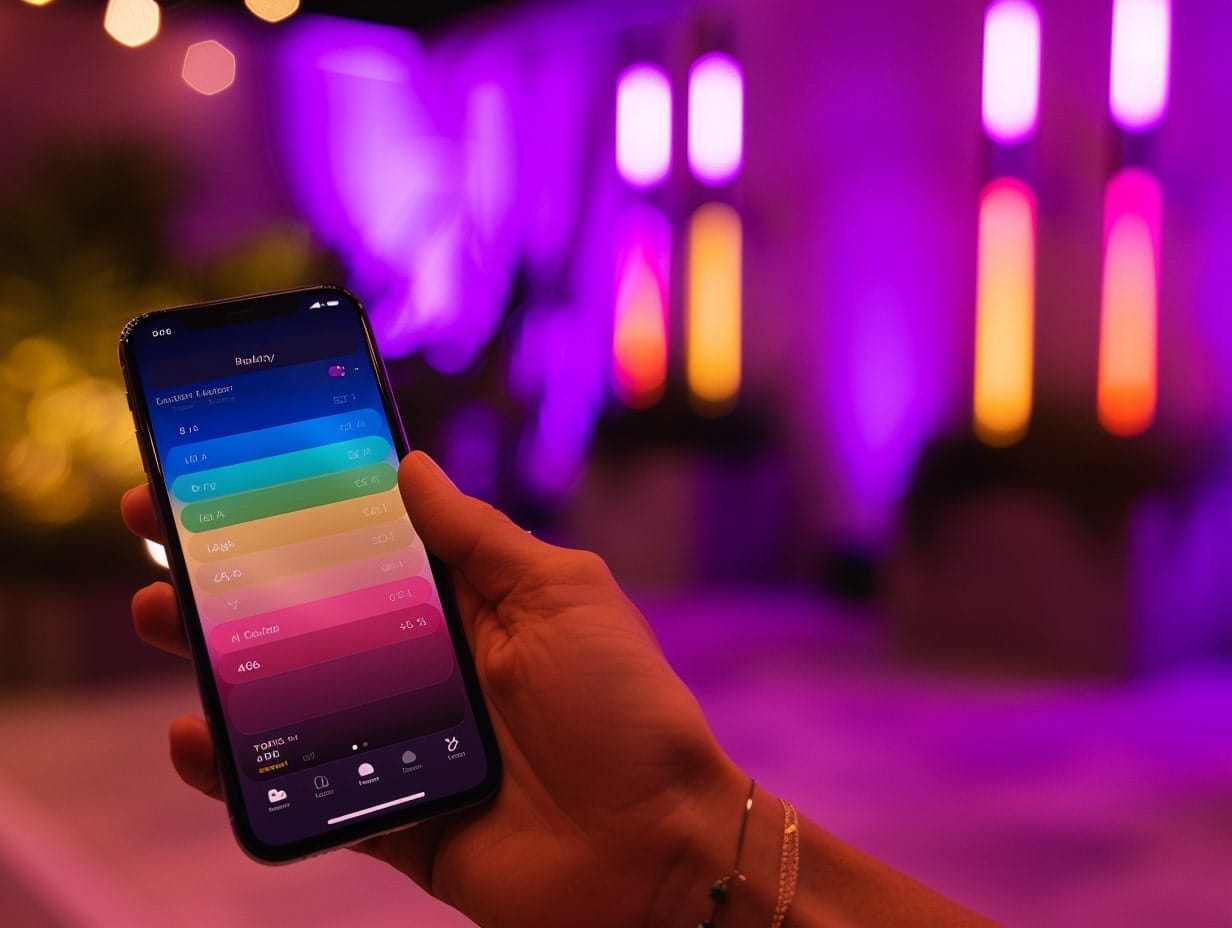 Smart lighting system app on a mobile phone