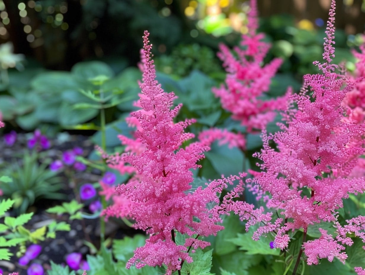 Astilbe flowers growing in a garden