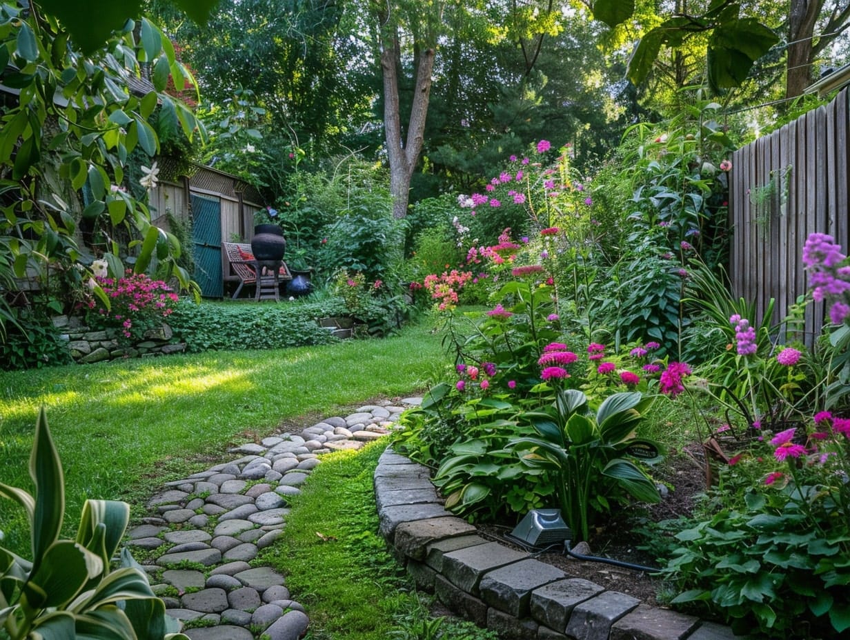 A cobblestone pavement in a garden
