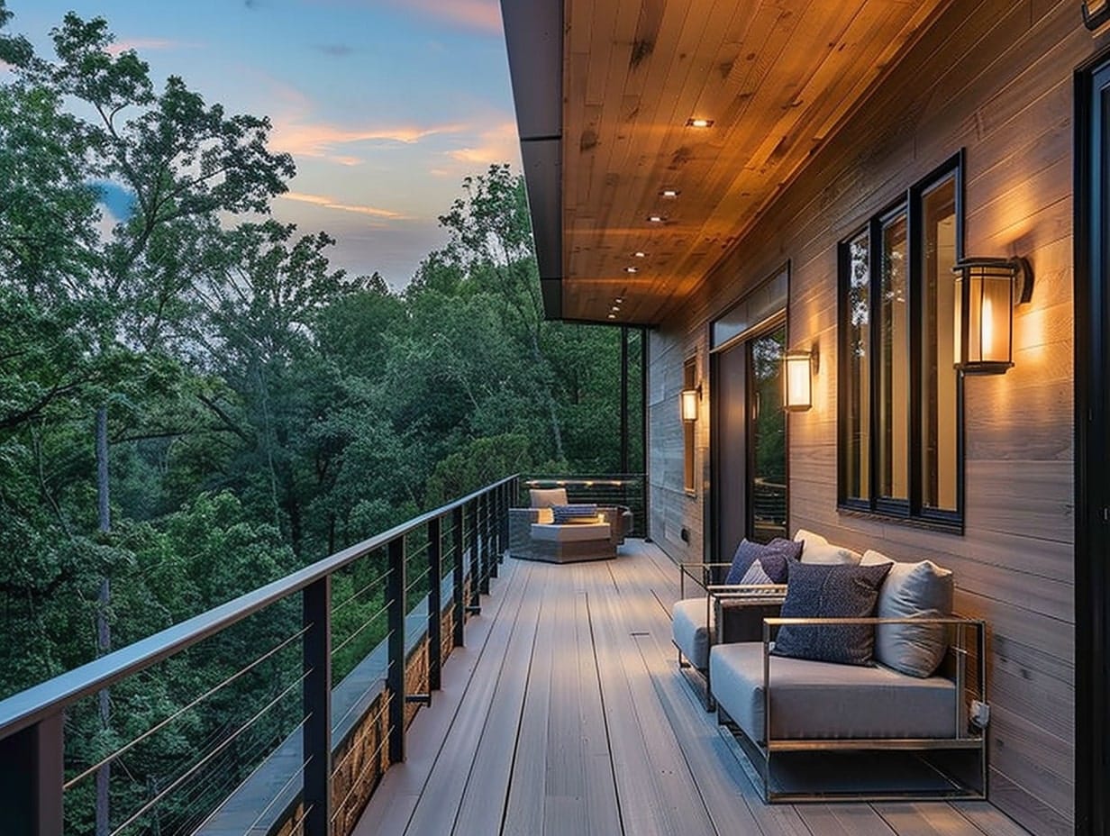 Wall sconces installed on balcony walls