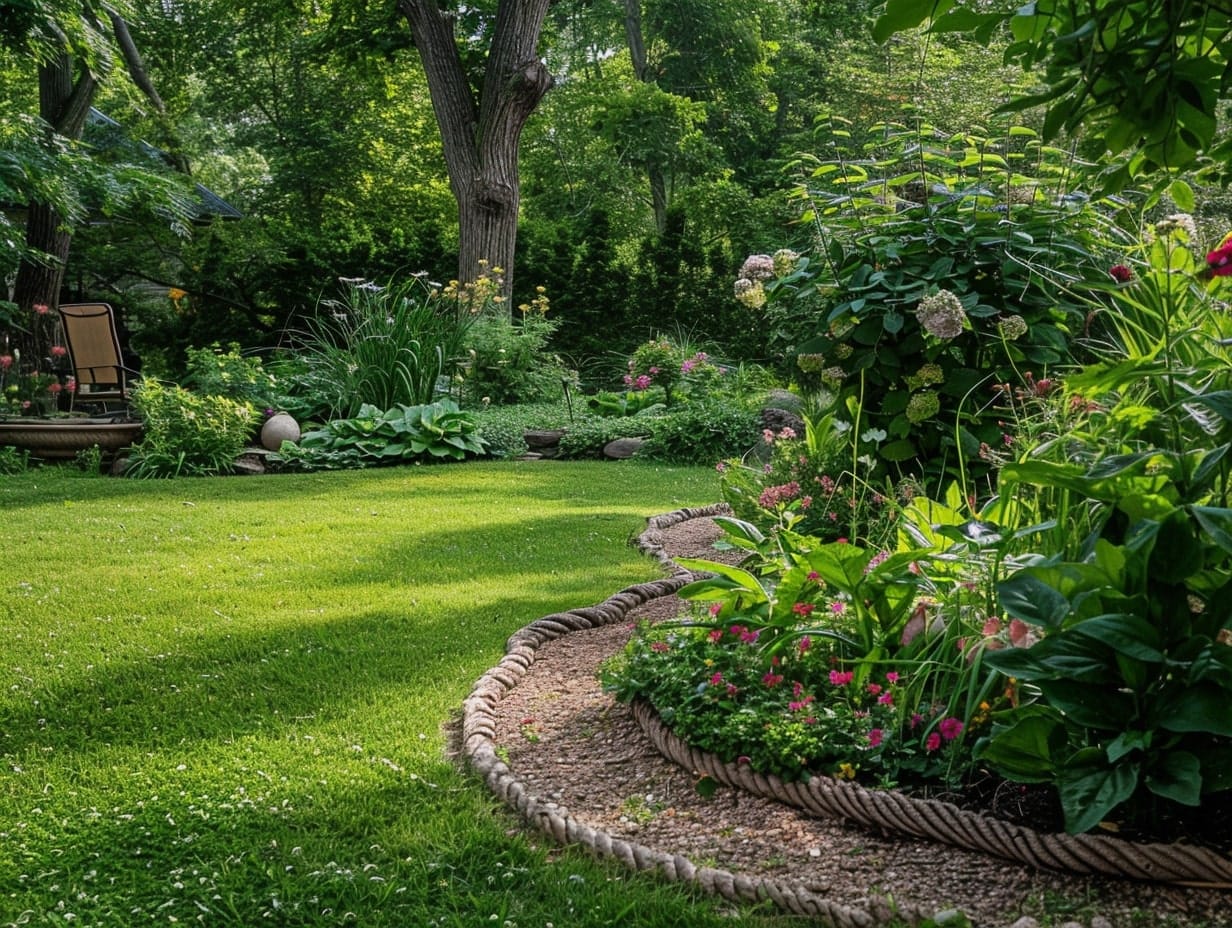 Ropes used to create a garden's borders