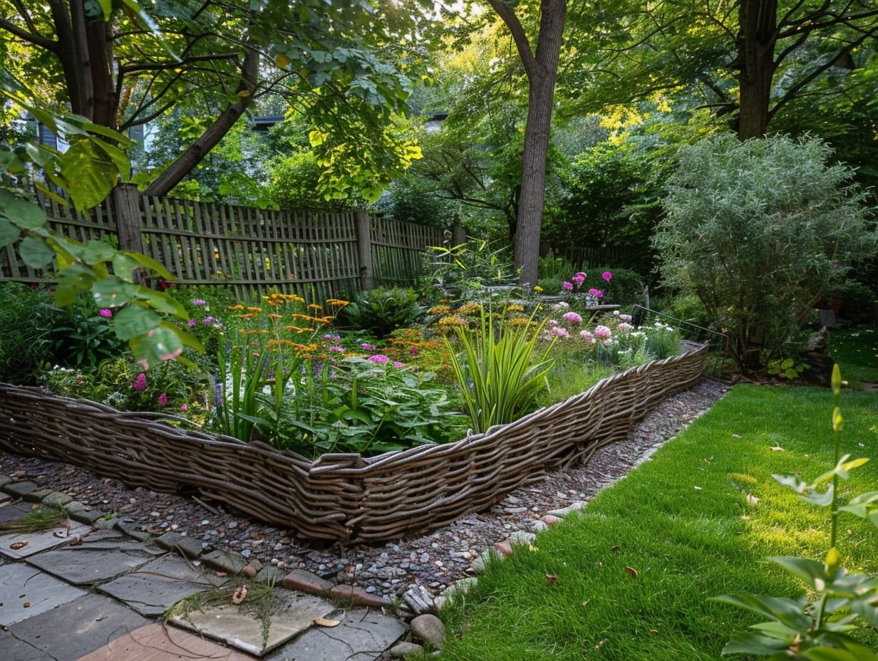A garden border made from woven willow