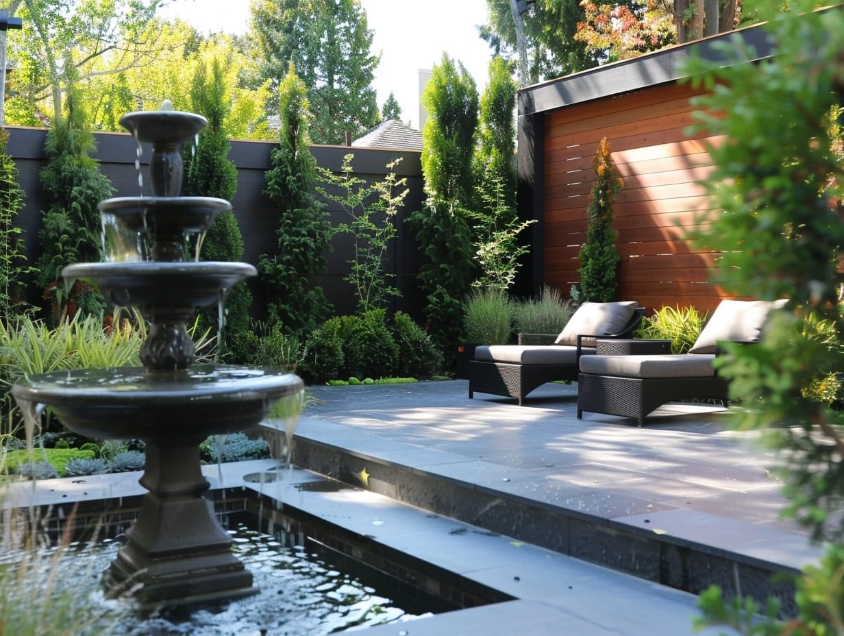 A fountain in the middle of the garden