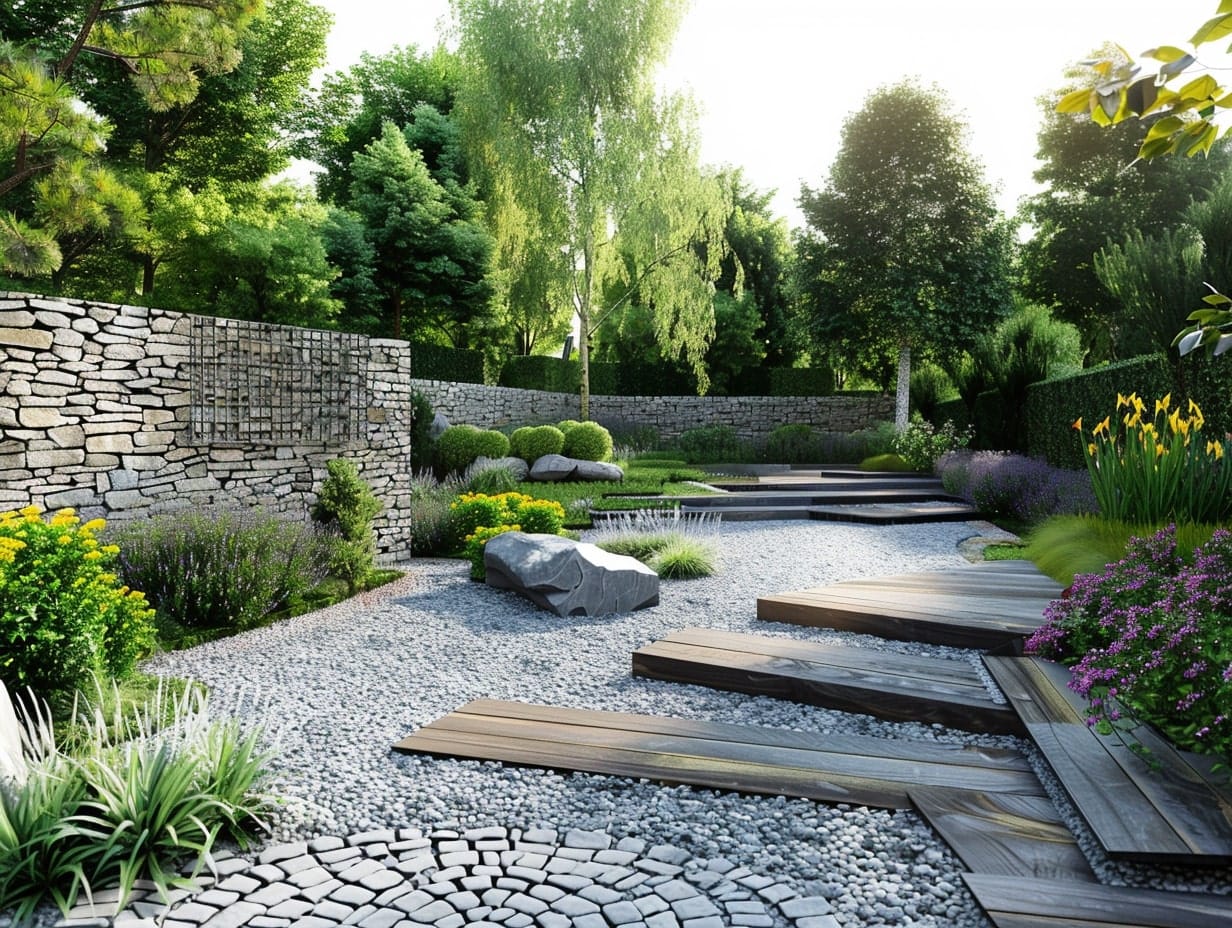 A gabion wall used to cover a garden