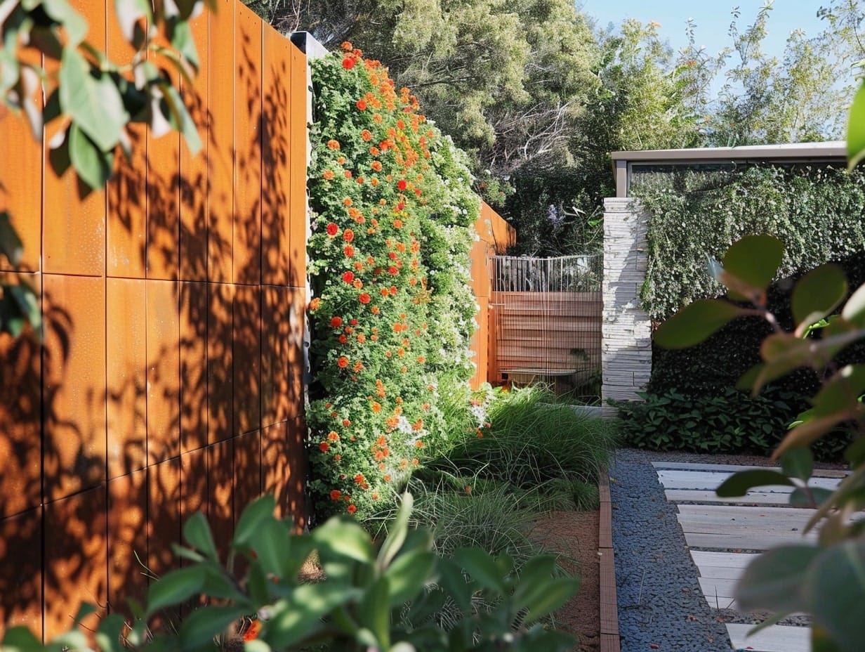 A garden fence with a vertical garden