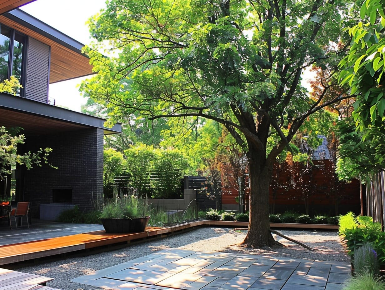 A tree of life grown in the center of a garden