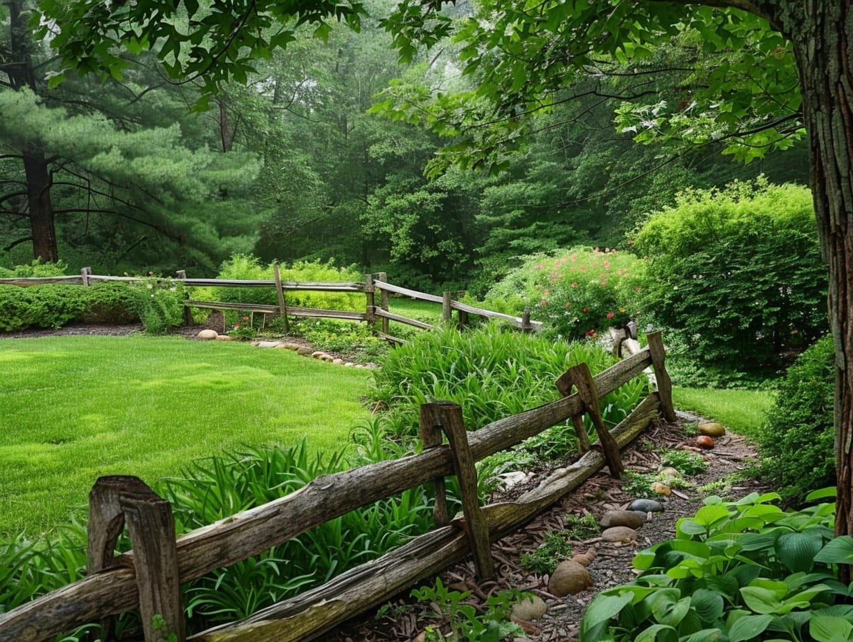 Split fences used to cover a garden boundary