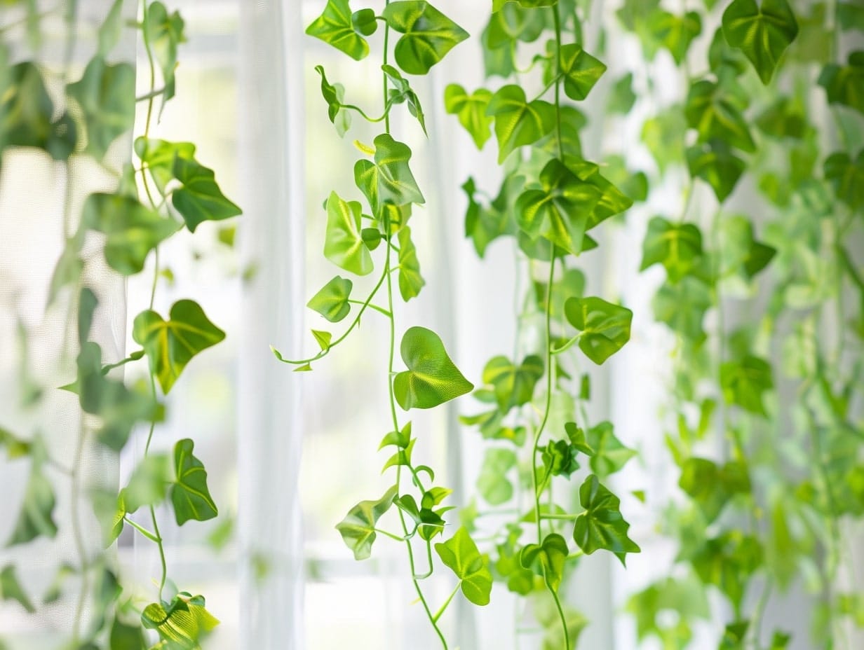 A curtain covered with climbing vines