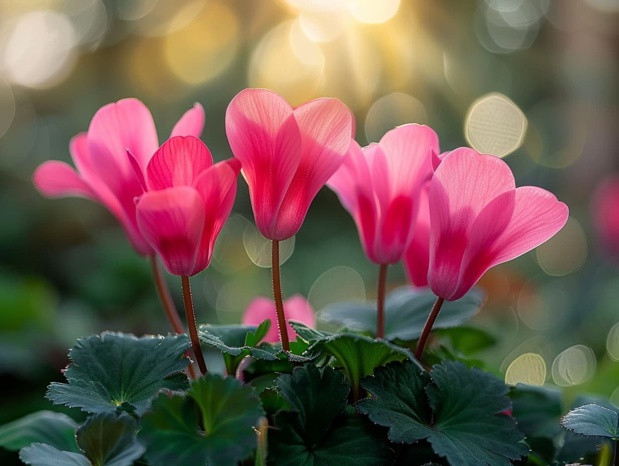 Cyclamen flowers in a garden
