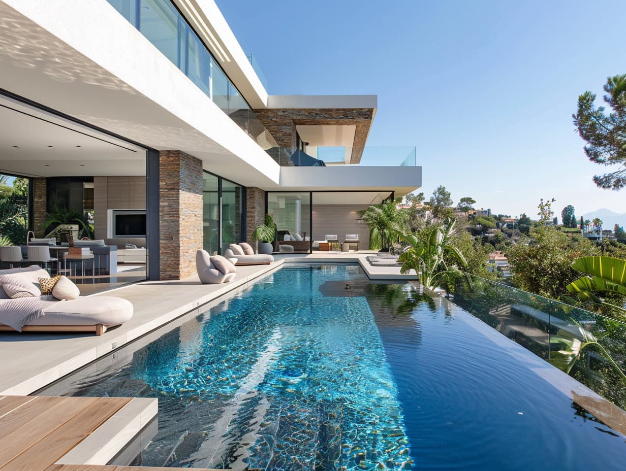 An above-ground terrace pool