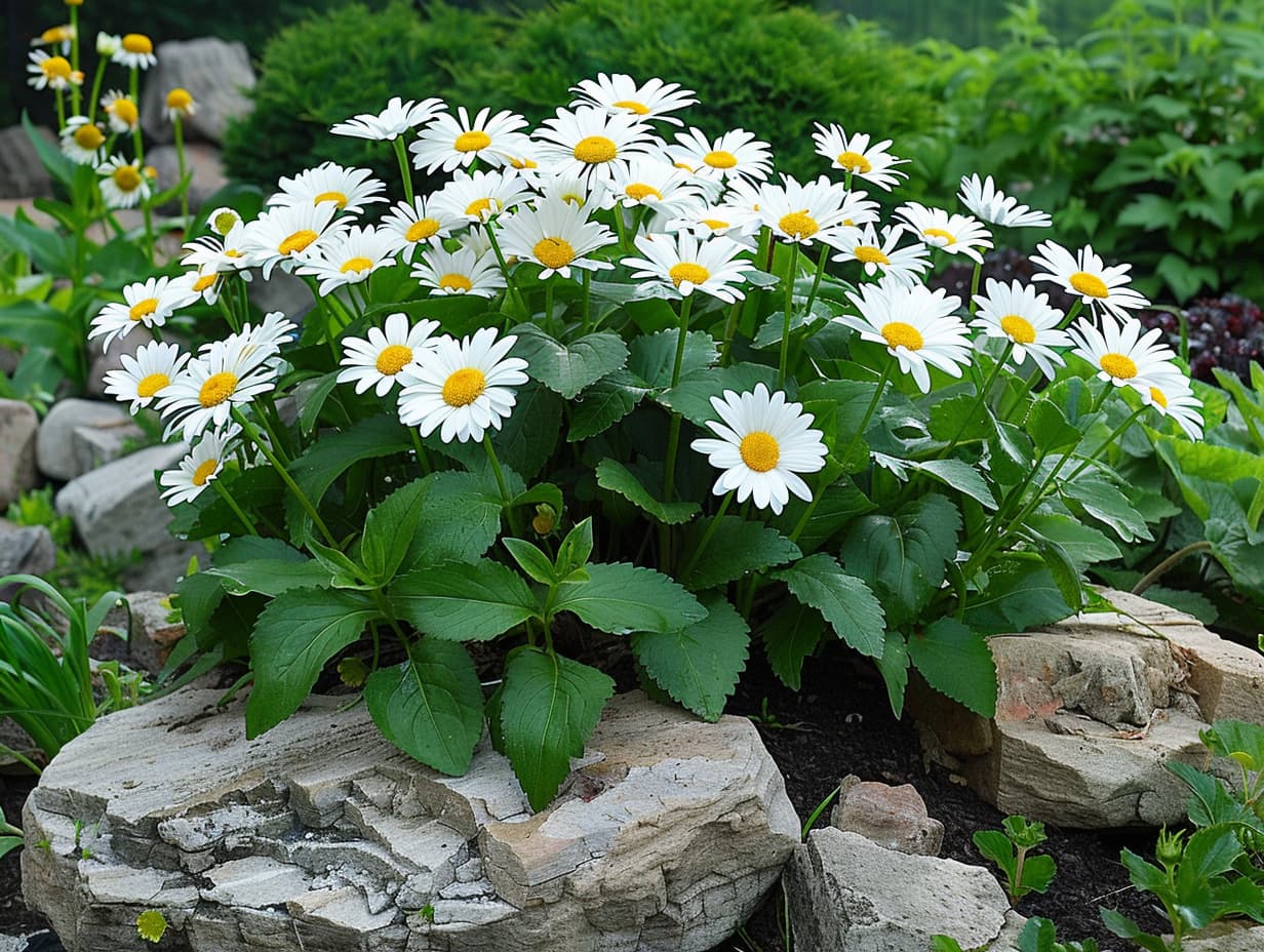 A bunch of daisies in a garden