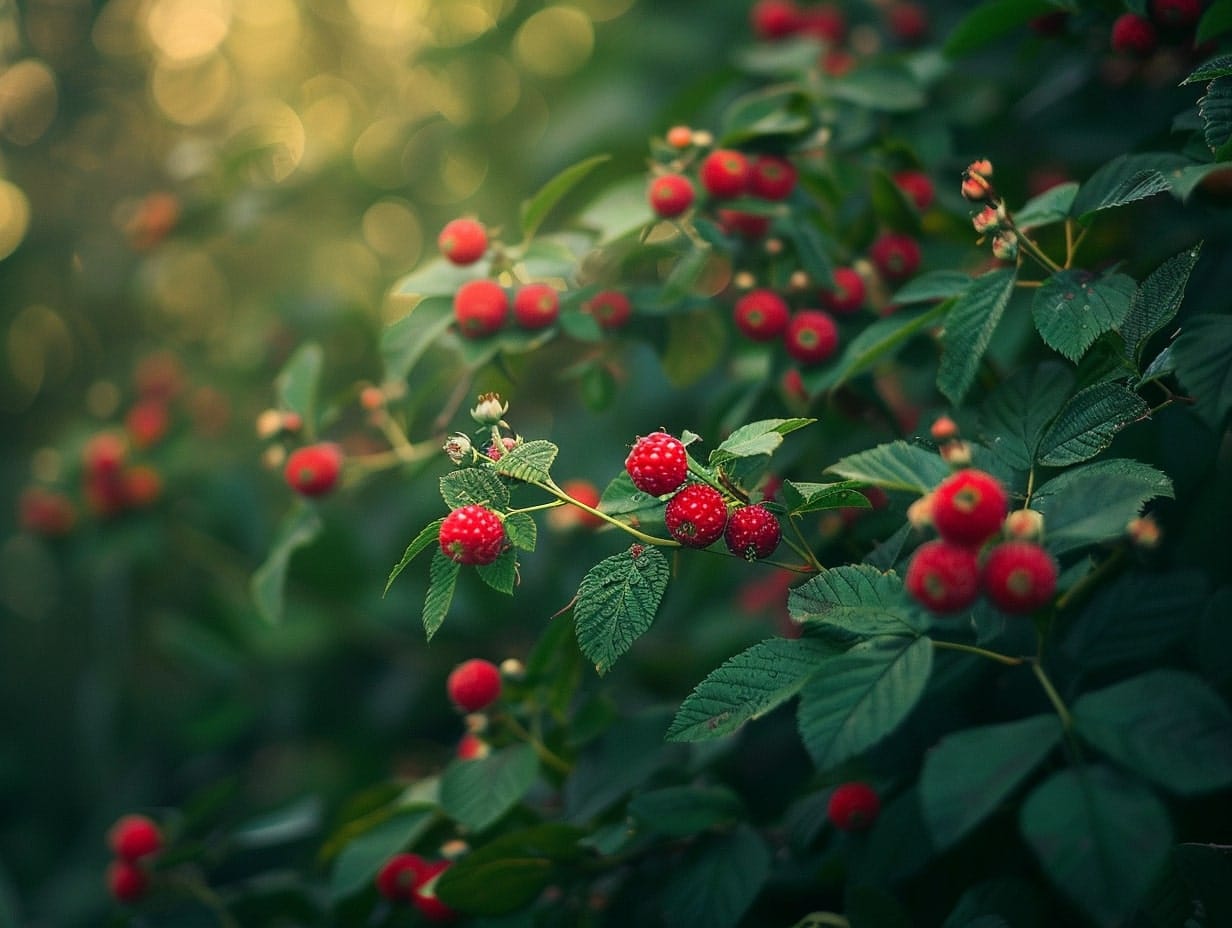 A strawberry plant in a backyard garden