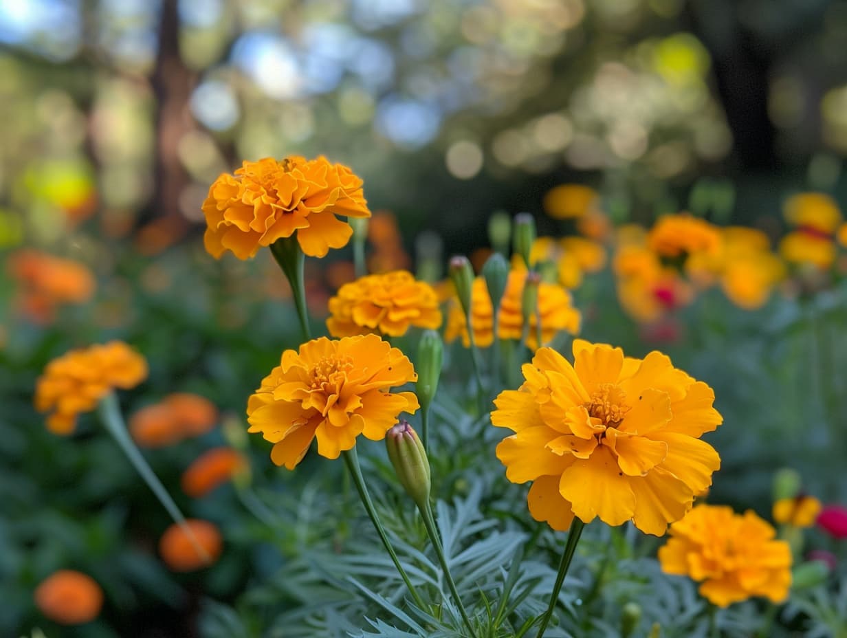 Marigolds in a garden