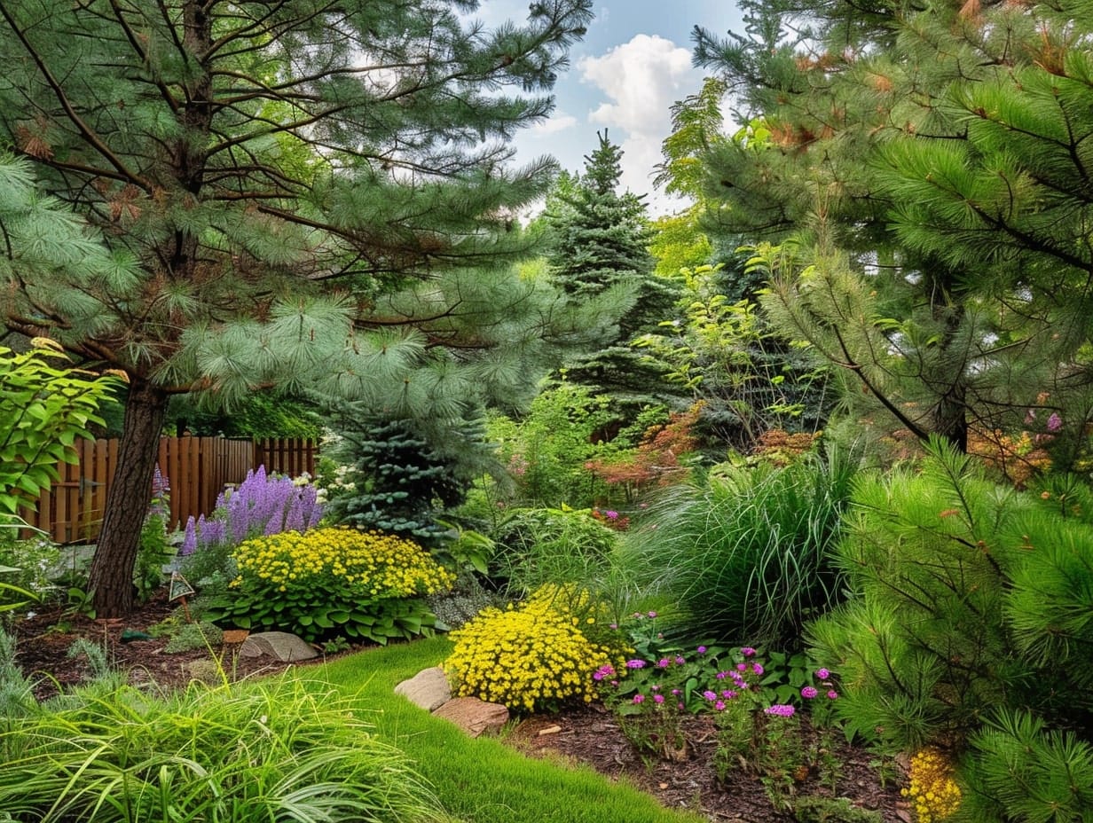 a beautiful garden in the backyard