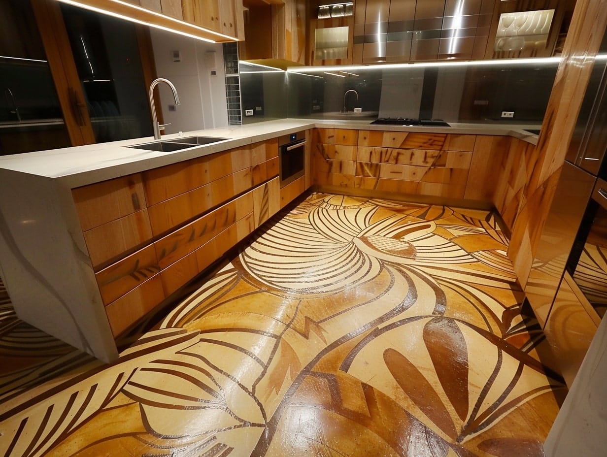 A painted kitchen floor 