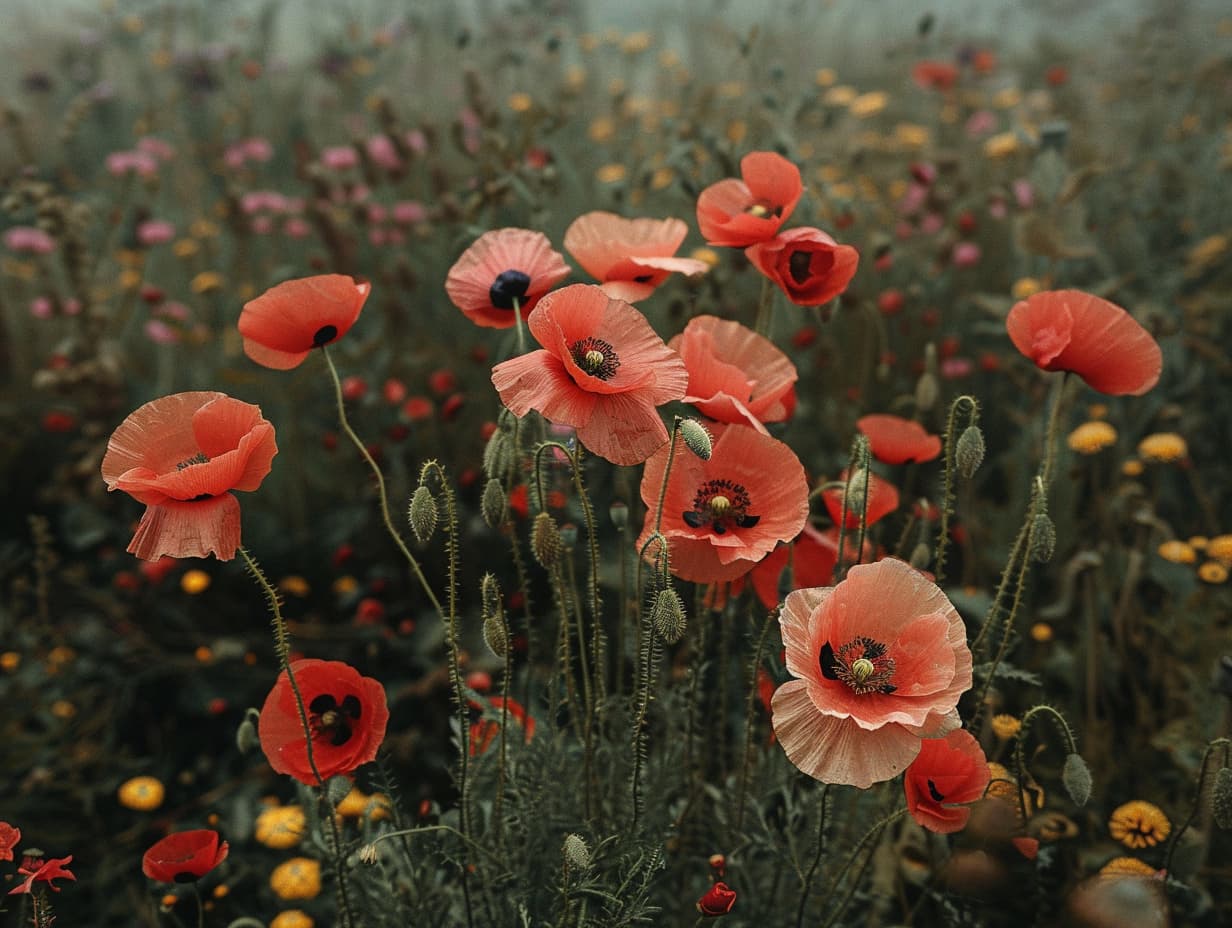 Poppies in a garden