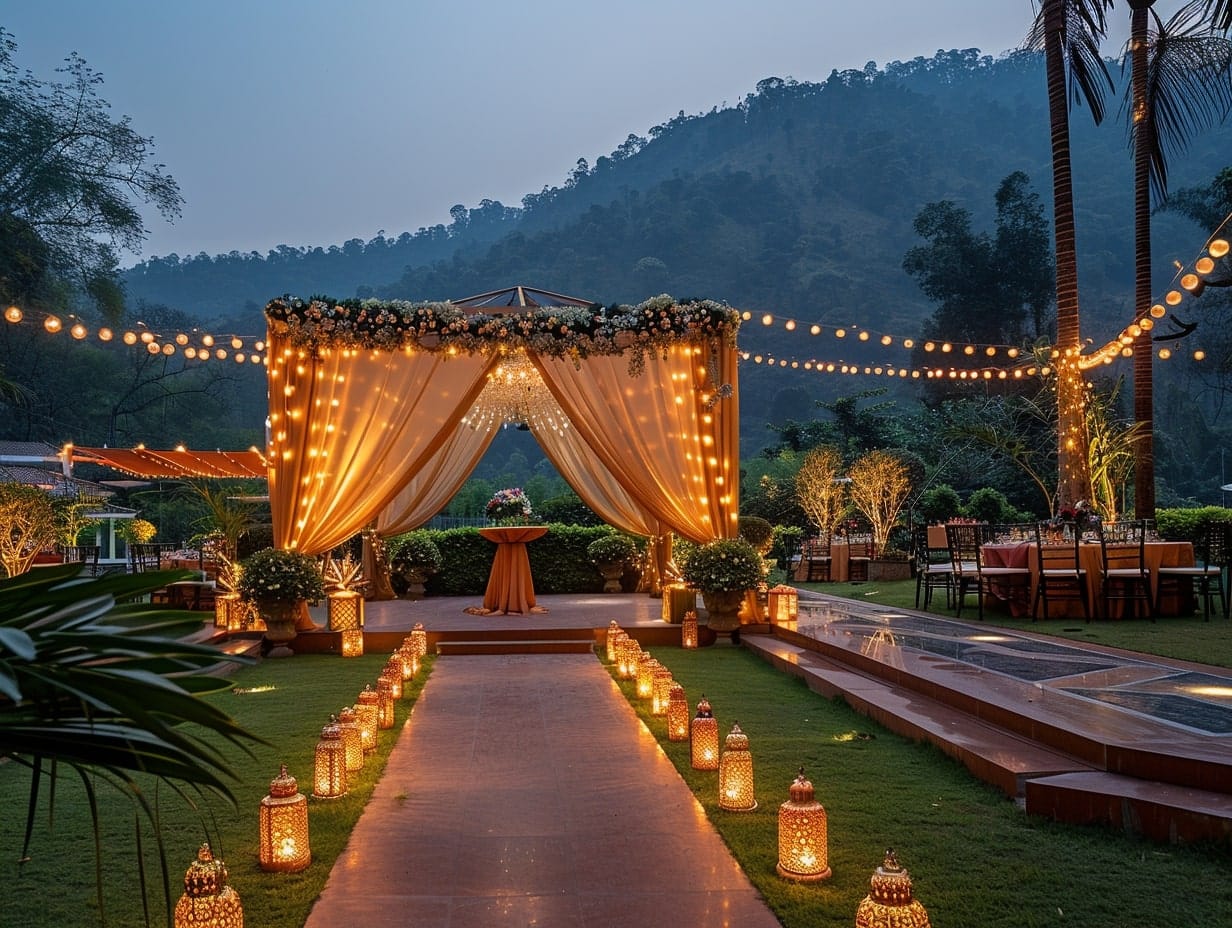 Moroccan Lanterns Along Walkways and Around Lounge Areas