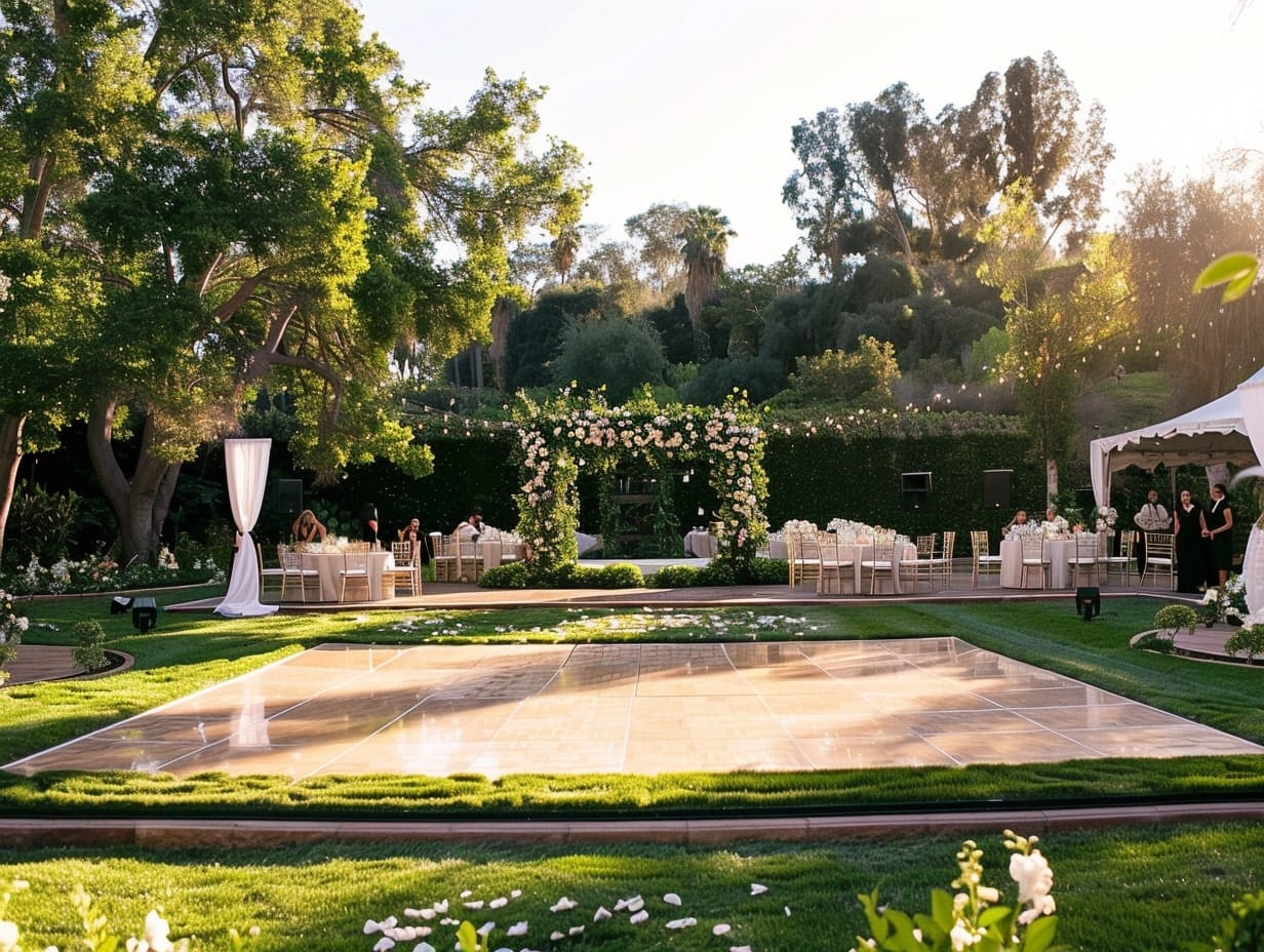 outdoor wedding turf dance floor