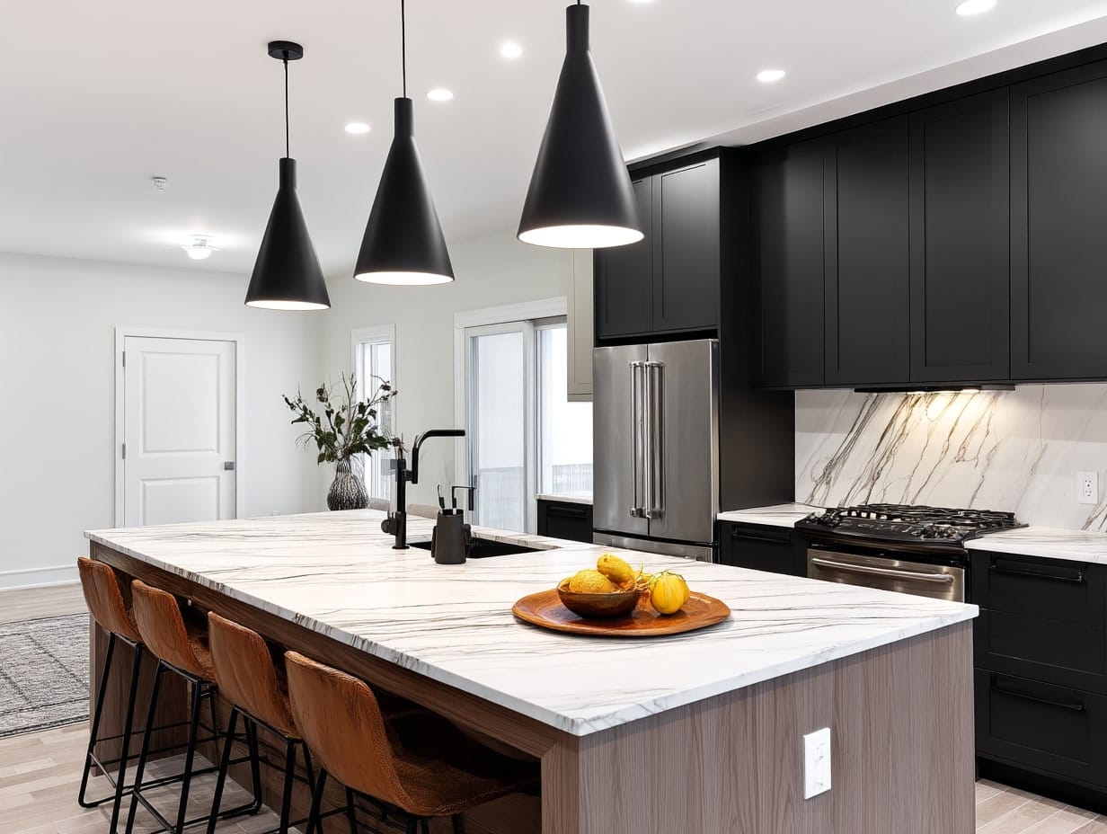 Matte Black Fixtures for Contrast