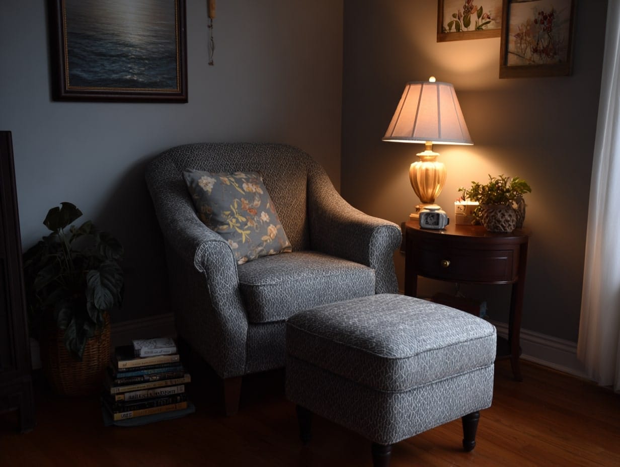 Use a Cozy Armchair and Ottoman