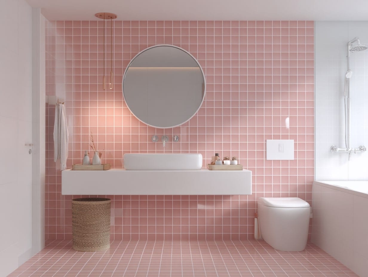 Try Pink Tiles in Bathrooms