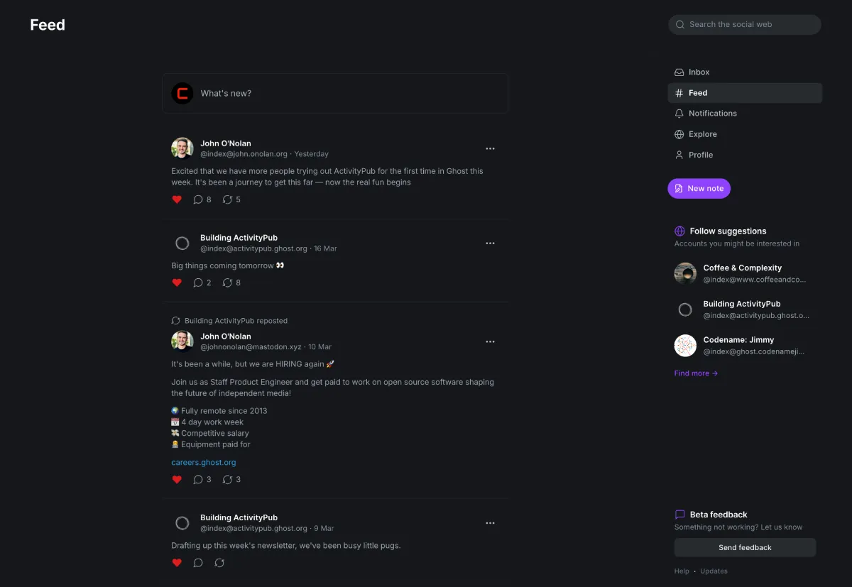 Cosmico - Ghost Enters the Fediverse, Challenging Substack