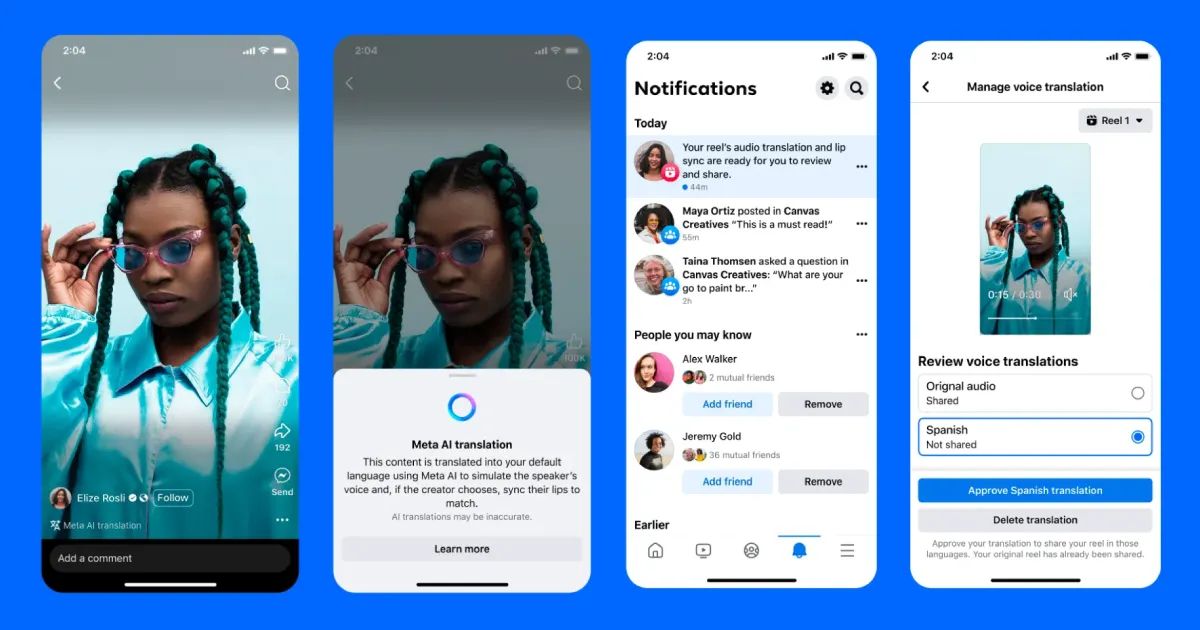 Cosmico - Meta launches AI voice translation on Facebook and Instagram