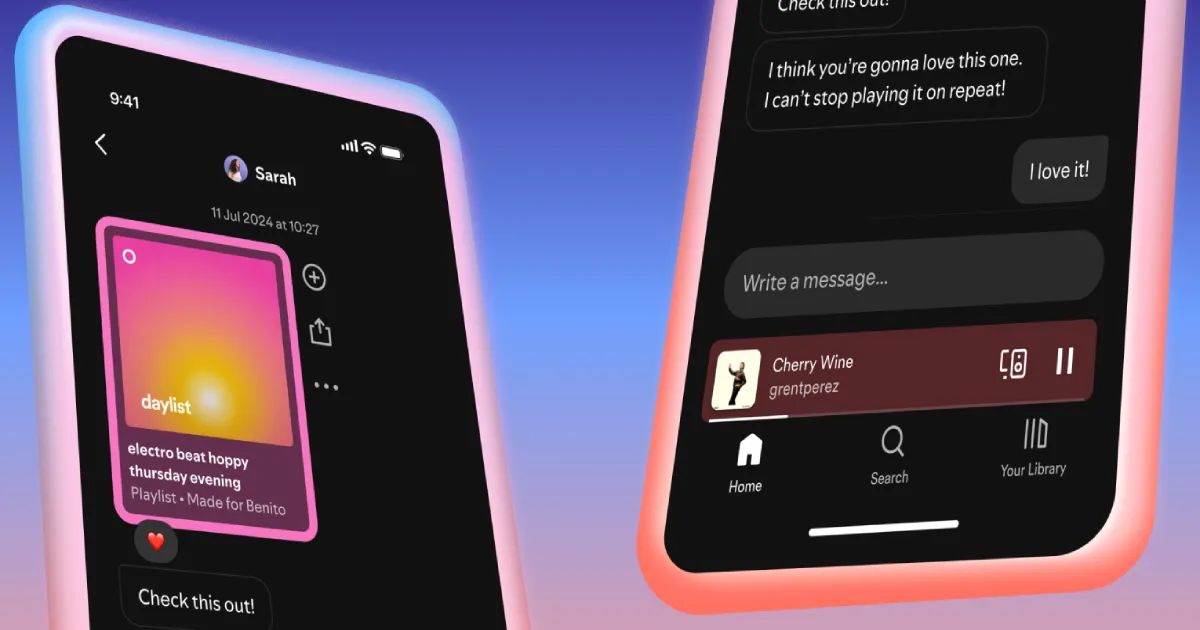Cosmico - Spotify adds in-app messaging to boost social sharing