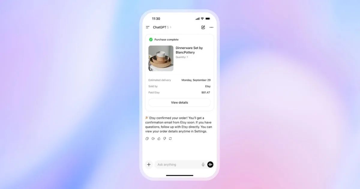 Cosmico - OpenAI launches Instant Checkout in ChatGPT, letting users buy from Etsy and Shopify