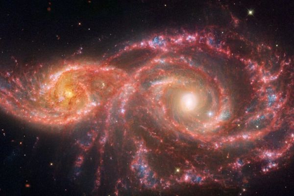 Hubble and Webb Capture "Bloody Eyes" Galaxy Merger