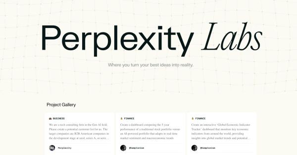 Cosmico - Perplexity Labs lets users create reports and dashboards