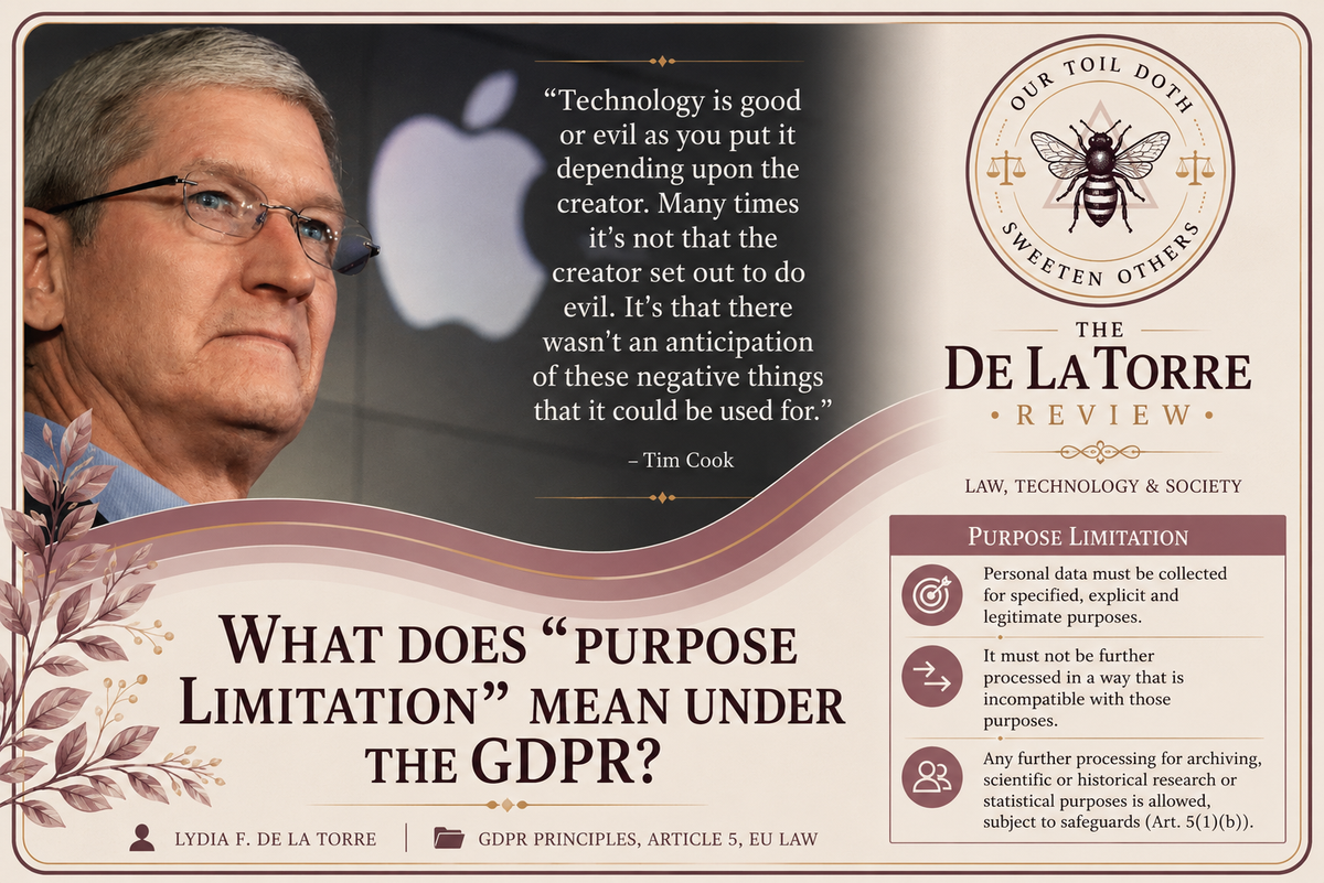 What does “purpose limitation” mean under the GDPR?