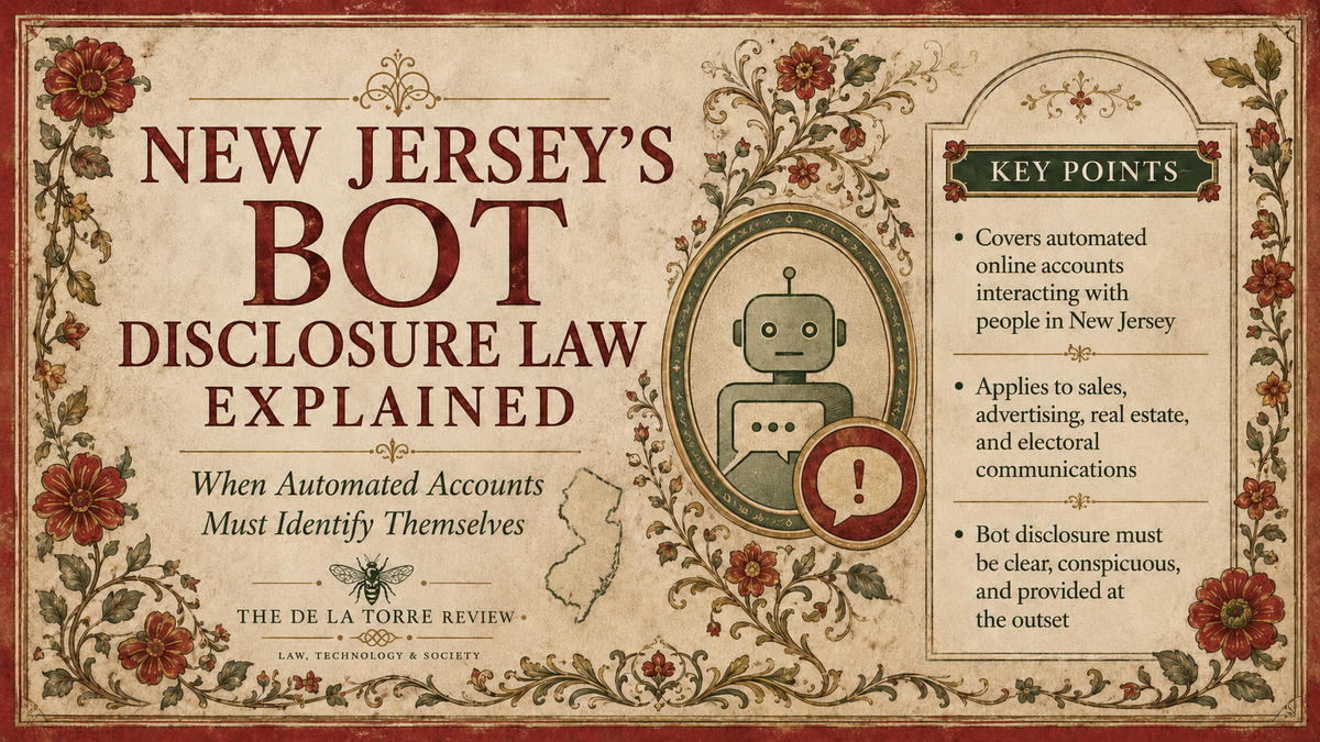 New Jersey’s Bot Disclosure Law Explained: When Automated Accounts Must Identify Themselves