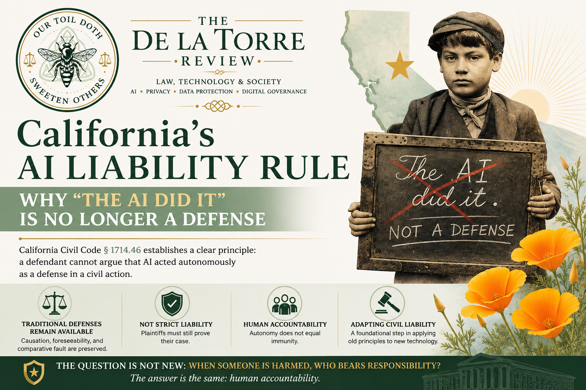 California’s AI Liability Rule: Why “The AI Did It” Is No Longer a Defense