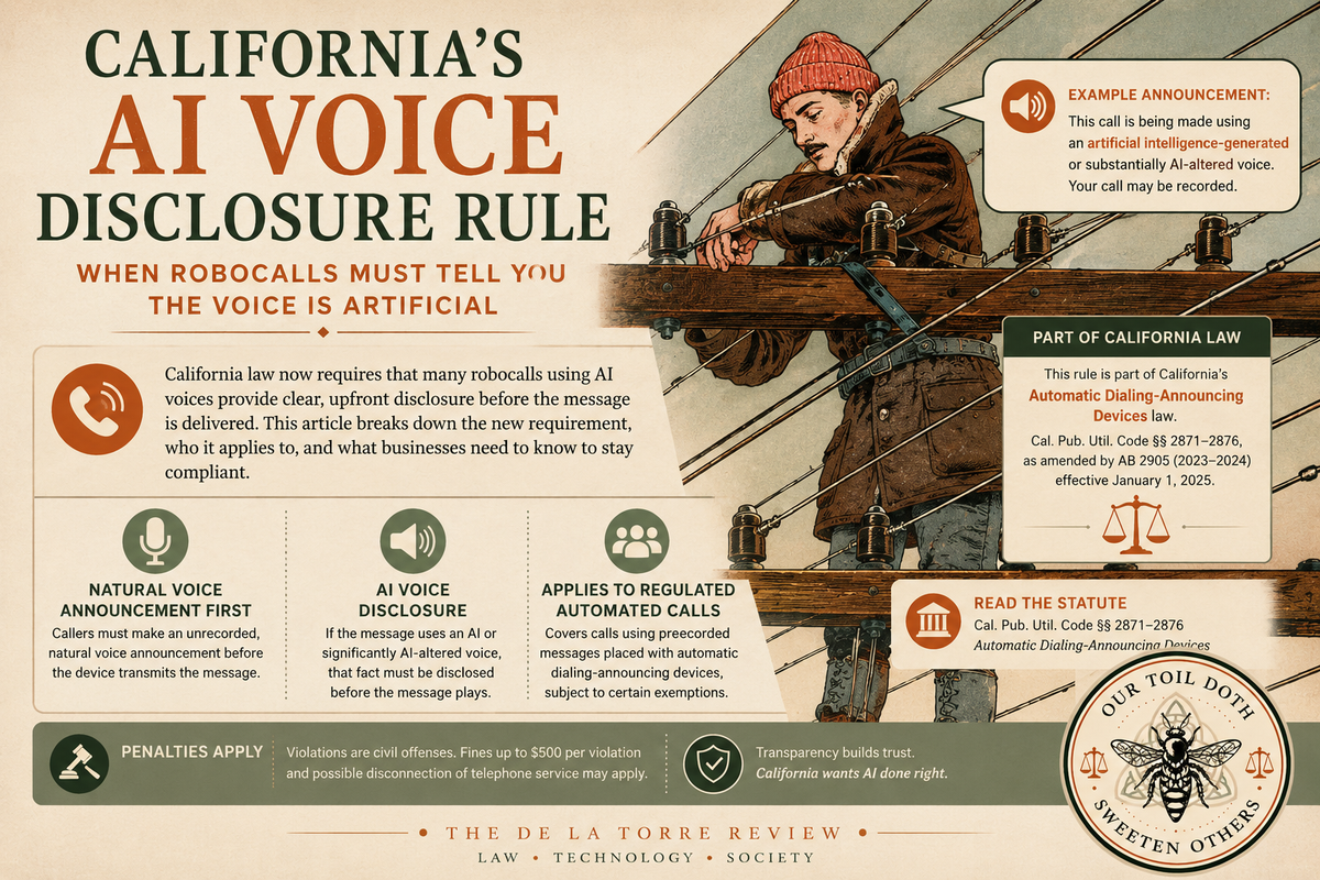 California’s AI Voice Disclosure Rule: When Robocalls Must Tell You the Voice Is Artificial