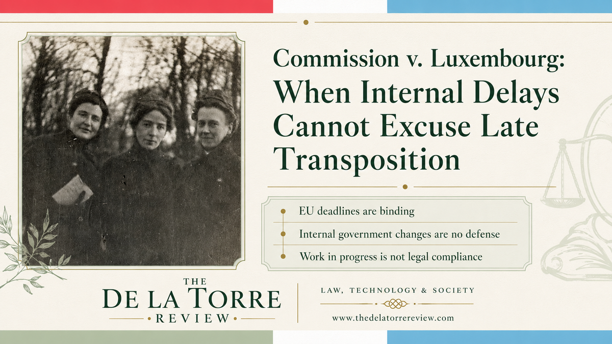 Commission v. Luxembourg: When Internal Delays Cannot Excuse Late Transposition