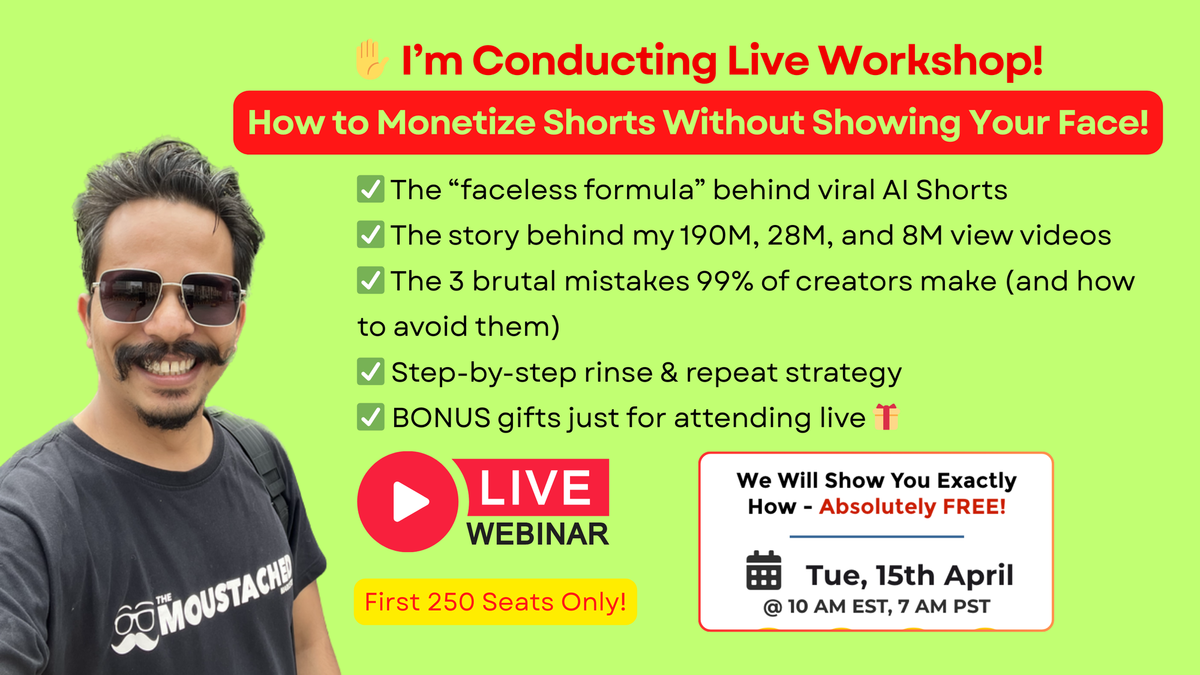 🎯 Webinar Tomorrow: How to Monetize Shorts Without Showing Your Face 😉