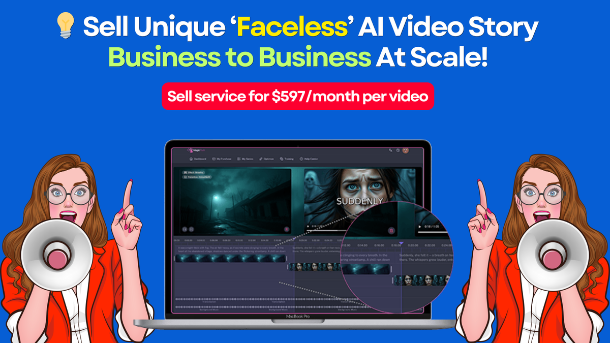 💡 Sell Unique ‘Faceless’ AI Video Story Business to Business At Scale