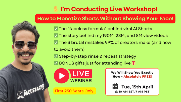 🎯 Webinar Tomorrow: How to Monetize Shorts Without Showing Your Face 😉