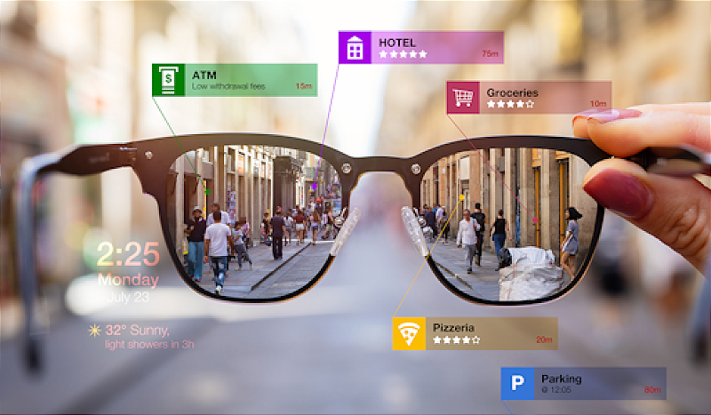 Smart glasses displaying information