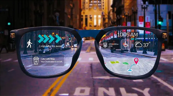 The display in a pair of smart glasses