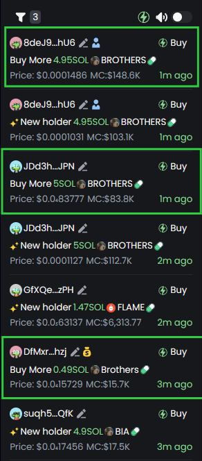 GMGN Wallet list (Desktop view)