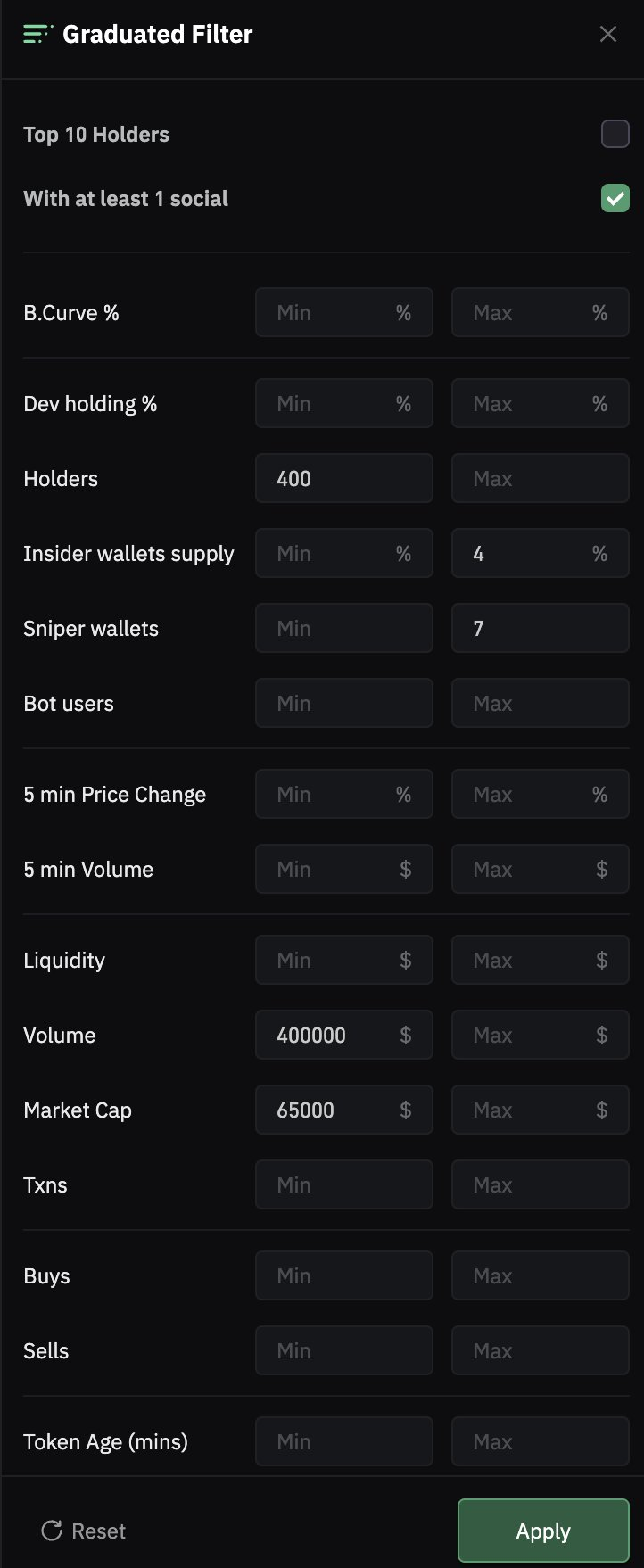 BullX Neo Bot settings example