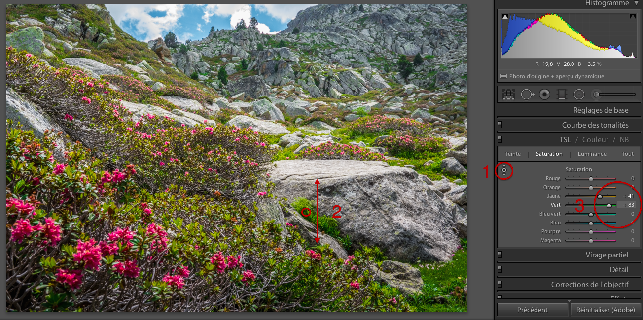 Reglage Glissement TSL Lightroom