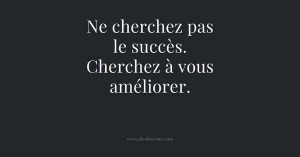 Ne cherchez pas le succès. Cherchez à vous améliorer.