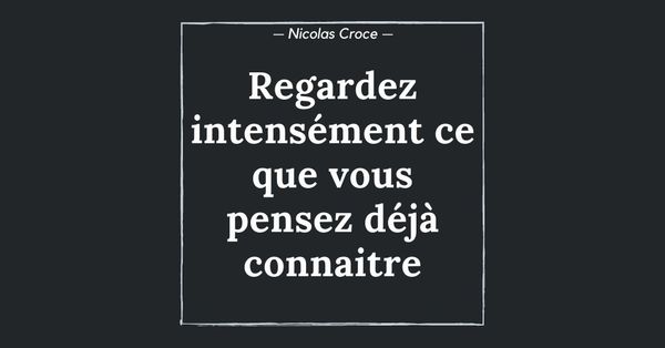 Regardez intensément ce que vous pensez déjà connaitre